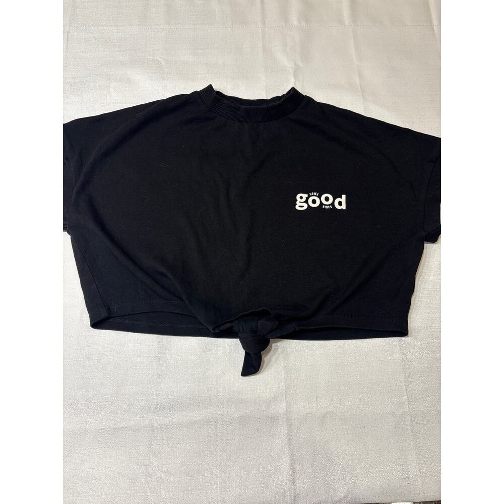 7 Dayz Black Tie Cropped Tee "Some Good Vibes" Size S